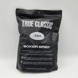 True Classic Men's Black Boxer Briefs 3-Pack Black Medium